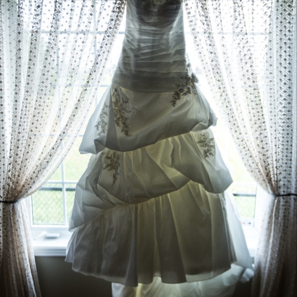 Allure White Ruffled Tiered Gown with Swarovski Crystals - Picture 9 of 10